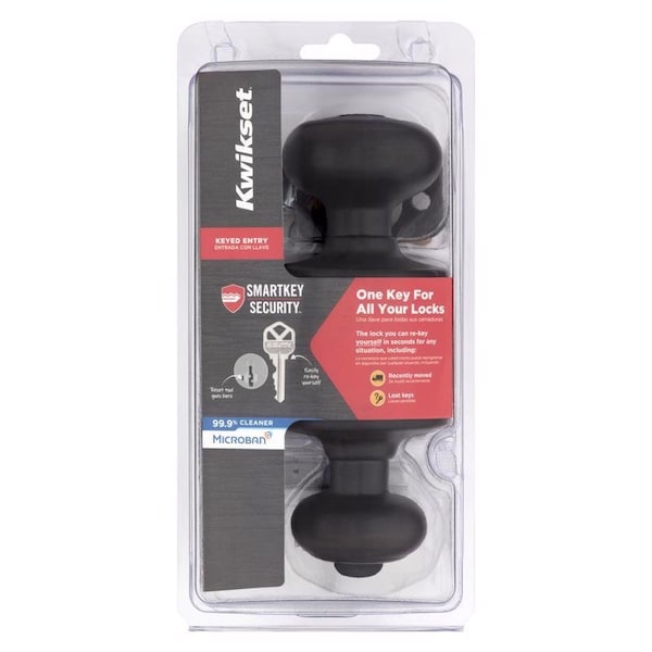 Kwikset SmartKey Security Cove Venetian Bronze Entry Door Knob KW1 2-3/4 in. 94002-956 - main